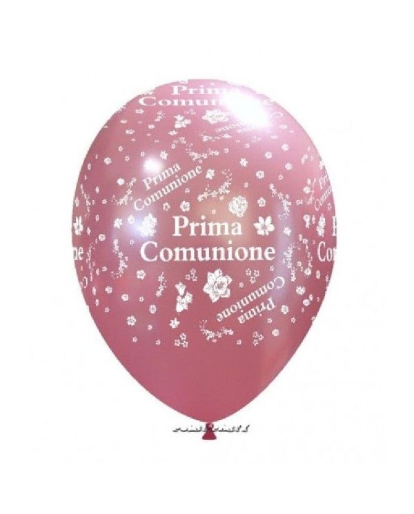 Palloncino In Lattice Rosa Con Stampa Prima Comunione 12 Pollici 30 Cm