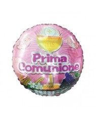 Palloncino mylar Prima Comunione Rosa 18 45cm