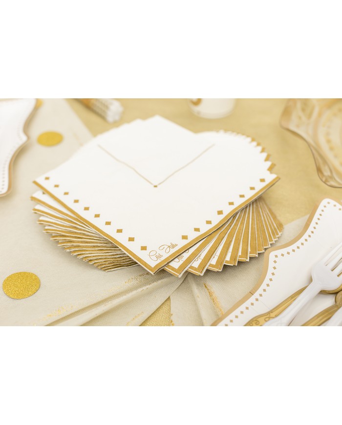 Piatti di carta 21cm Gold Grace Bianco con bordo Oro 8Pz