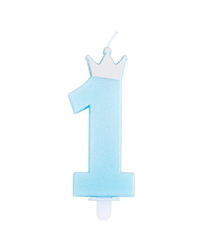 Candelina di cera per compleanno Italic numero 3 Celeste 7cm