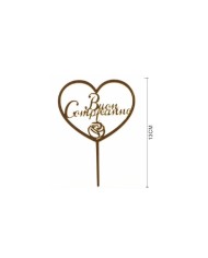 Cake Topper per torta Buon Compleanno Cuore Oro 17x13 cm