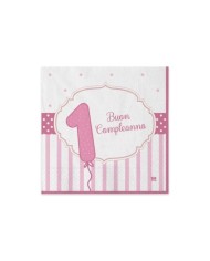 TOVAGLIOLI 1° COMPLEANNO ROSA 33x33 PZ.20