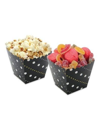 Box porta popcorn e caramelle Sweety Rosso con pois bianchi 6 Pz