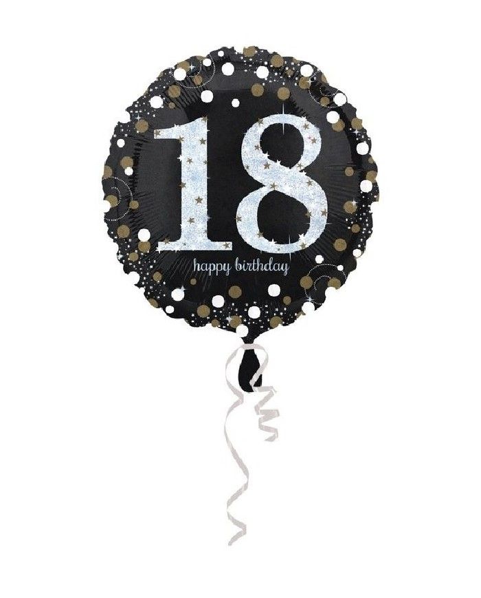 6 palloncini in nero e oro per compleanno 18 anni