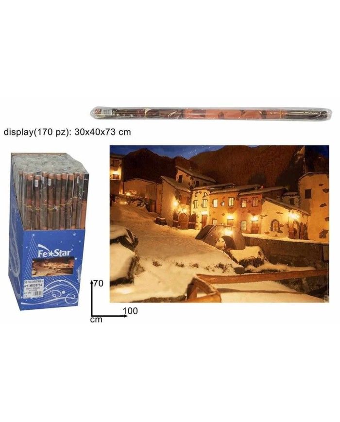 Foglio sfondo con Case illuminate per presepe 70x100 cm