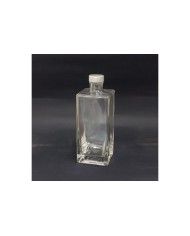 Bottiglia per liquore da 100 ml vetro trasparente forma rotonda incl. tappo  a vite in alluminio color argento (PP 24 mm)