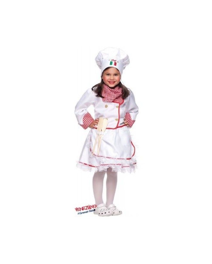 Costume vestito di carnevale Cuoca bambina da 3 a 6 anni