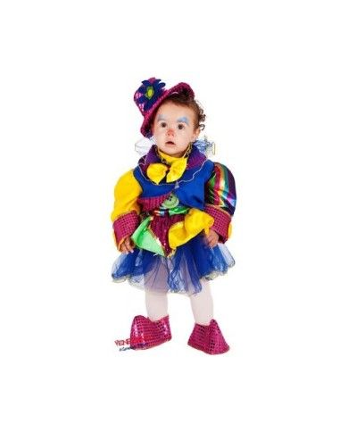 Costume vestito di carnevale piccola Pagliaccetta bambina 0-2 anni