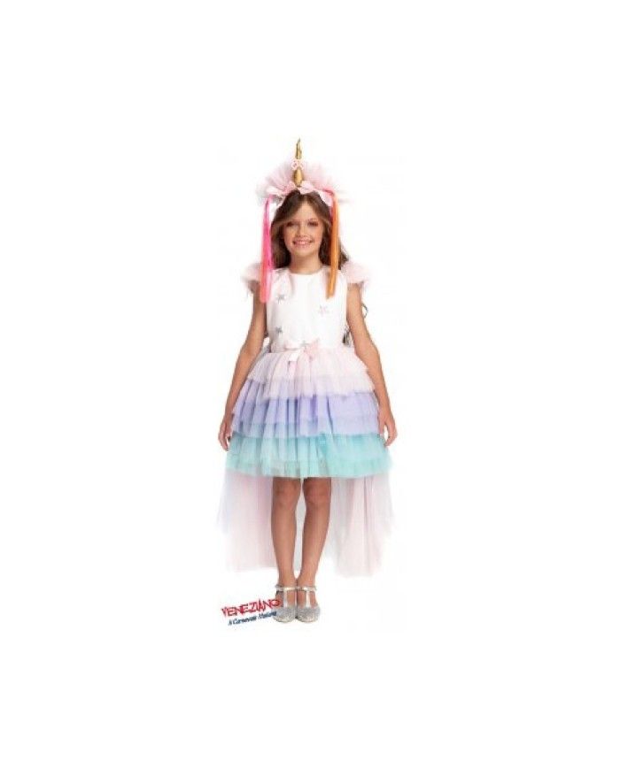 Costume vestito di carnevale Principessa Arcobaleno bambina da 4 a 6 anni