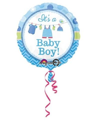 PALLONE MYLAR TONDO BABY SHOWER BOY OR GIRL 45 CM