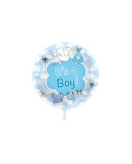 Palloncino nascita tondo 18 45cm It's a boy Celeste