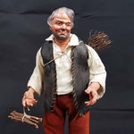 Statuina pastore Uomo con legna 35 cm con occhi di vetro