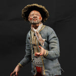 Pastore statuetta Uomo vestito 35 cm con cappello testa mani piedi di terracotta