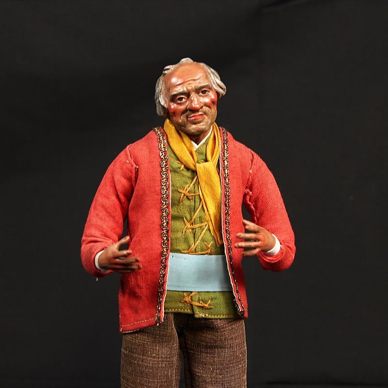 Pastore statuina Uomo vestito 35cm con testa mani e piedi di terracotta