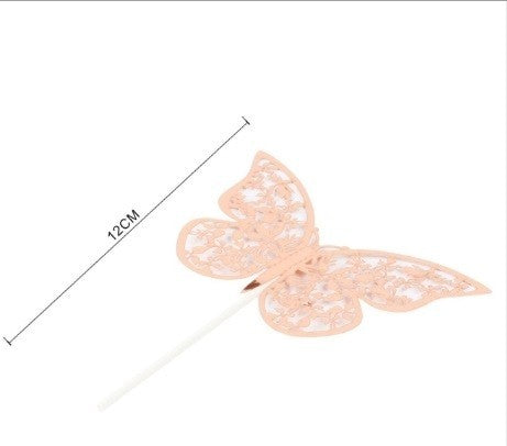 Cake topper decorazione per torte Farfalla Rosa Gold 6pz 12cm