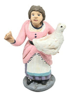 Statuina Pastore Donna con Gallina 10 cm in terracotta per presepe