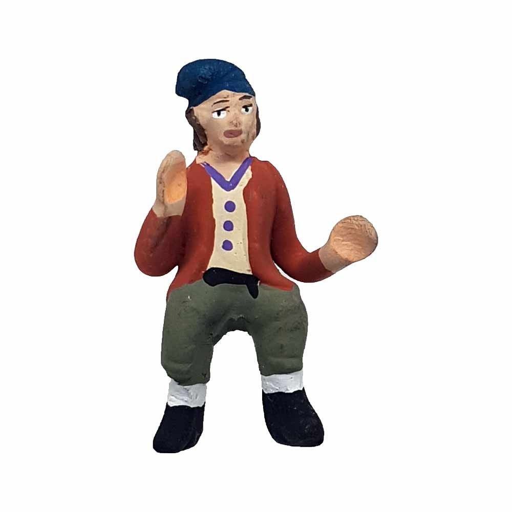 Pastore statuina Uomo seduto 4cm di terracotta per presepe