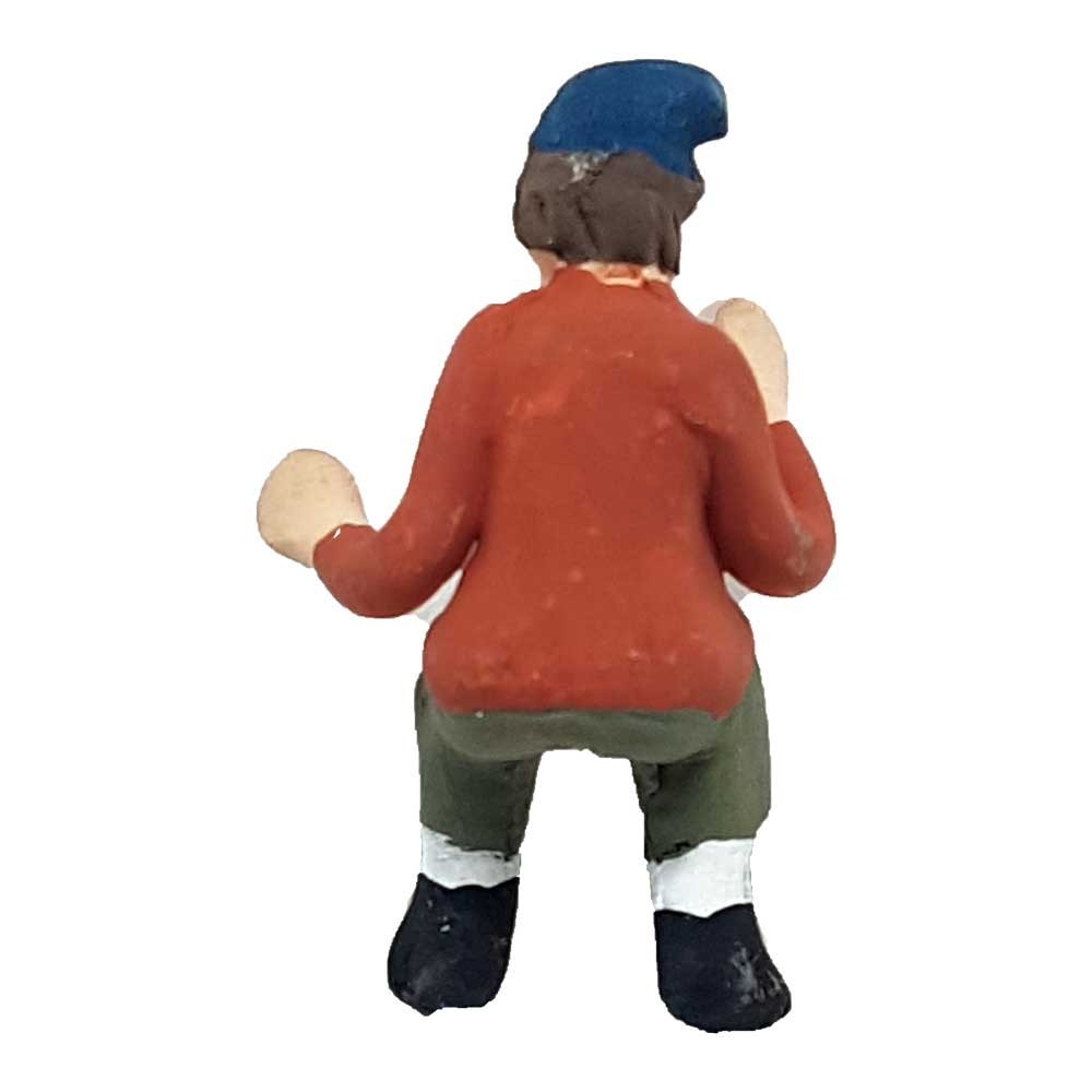 Pastore statuina Uomo seduto 4cm di terracotta per presepe