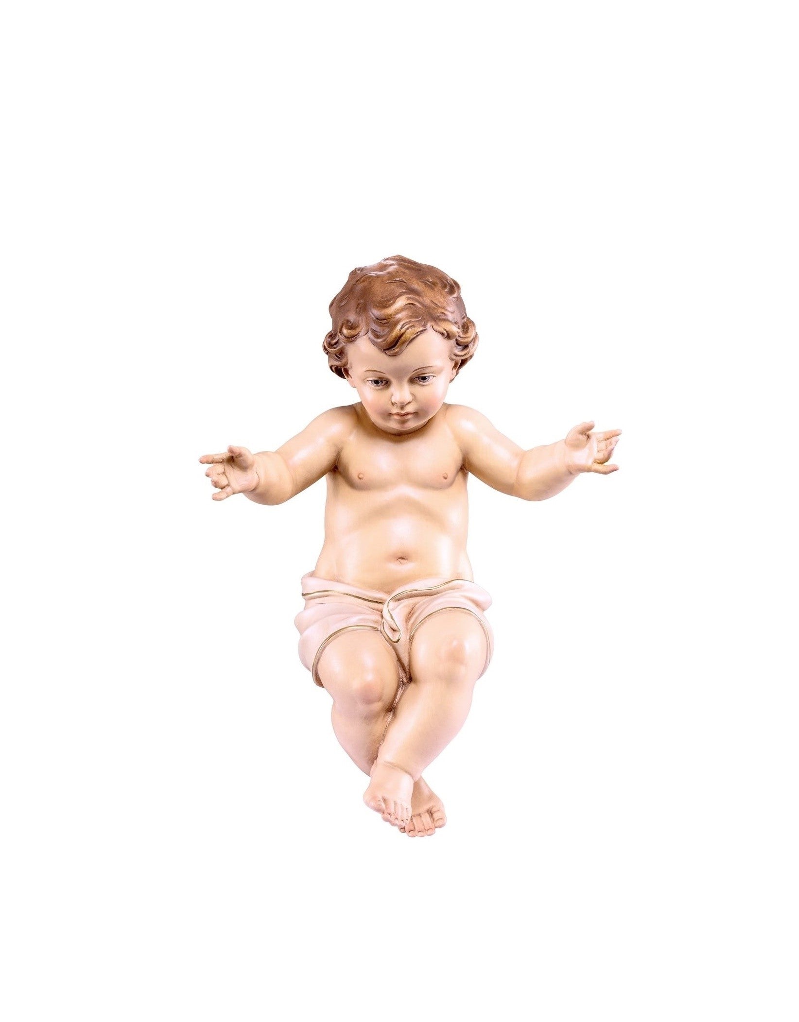 Pastore statuina Gesù bambino in legno dipinto 8cm per presepe