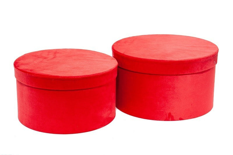 Set 2 scatole cilindriche Rosse ø28,5x16cm per regali e decorazioni di Natale