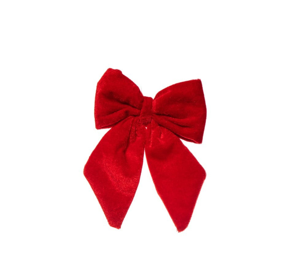 Puntale Fiocco di Velluto Rosso 13 x 15 cm per decorazione albero di Natale | Chianesestore
