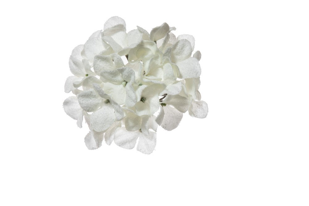 Pick Ortensia innevata 21cm Bianca per decorazioni di Natale