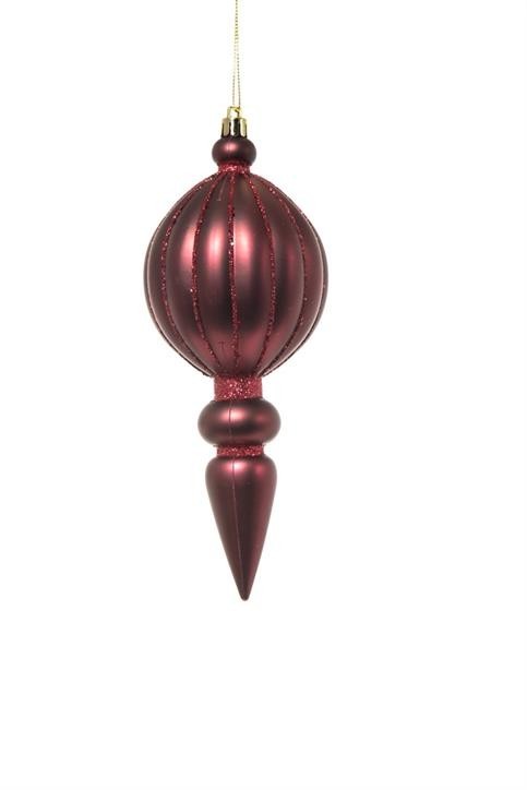 Pendente di vetro tondo con punta 20cm Burgundy per albero di Natale