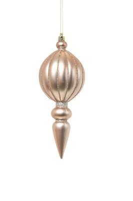 Pendente di vetro tondo con punta 20cm Rosa per albero di Natale