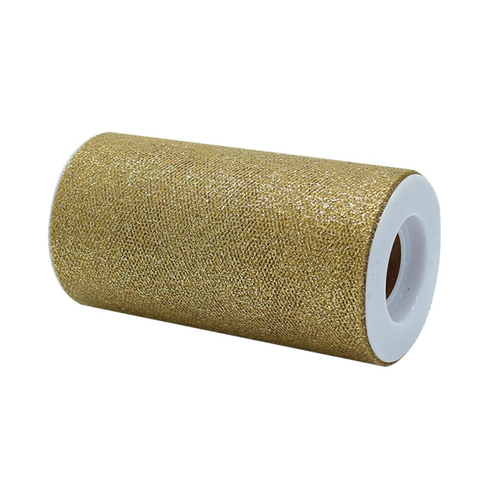 Rotolo Tulle Oro scuro glitter 12,5cm x 25 mt