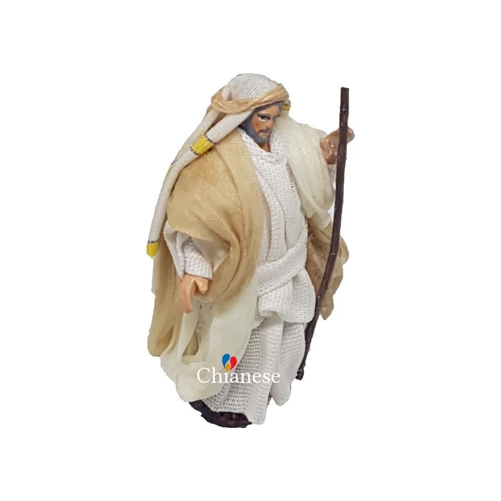 Pastore statuina San Giuseppe vestito 6cm di terracotta per presepe