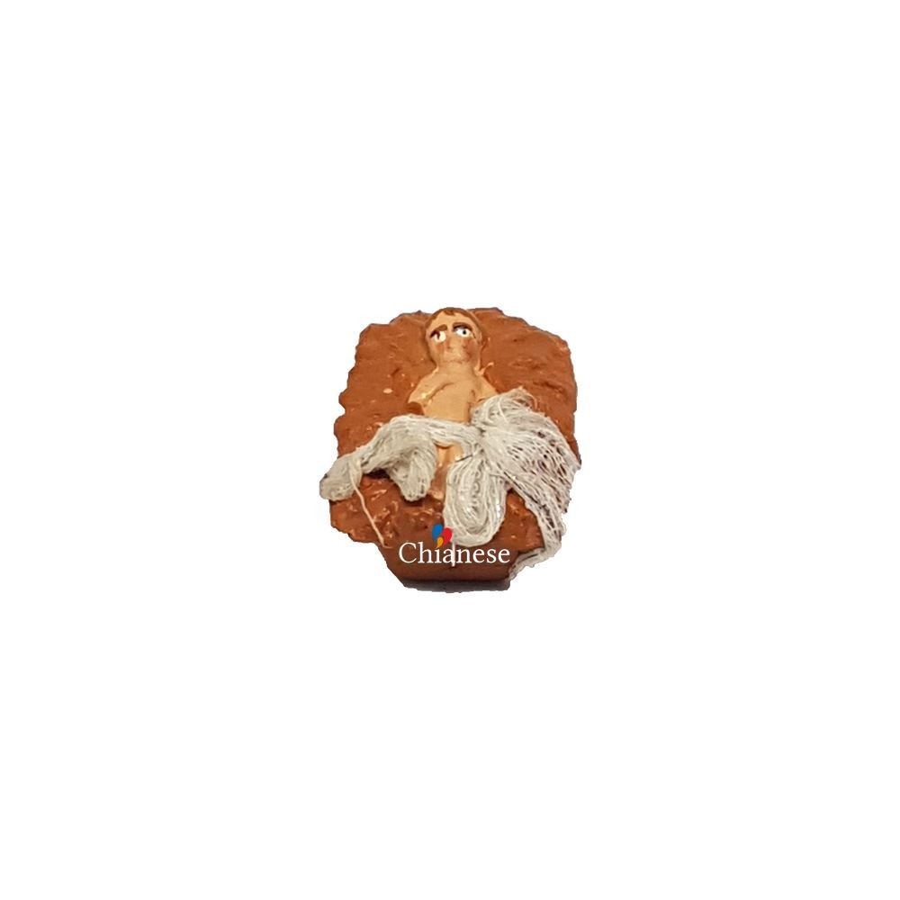 Statuina Pastore Bambinello con culla 6cm di terracotta per presepe
