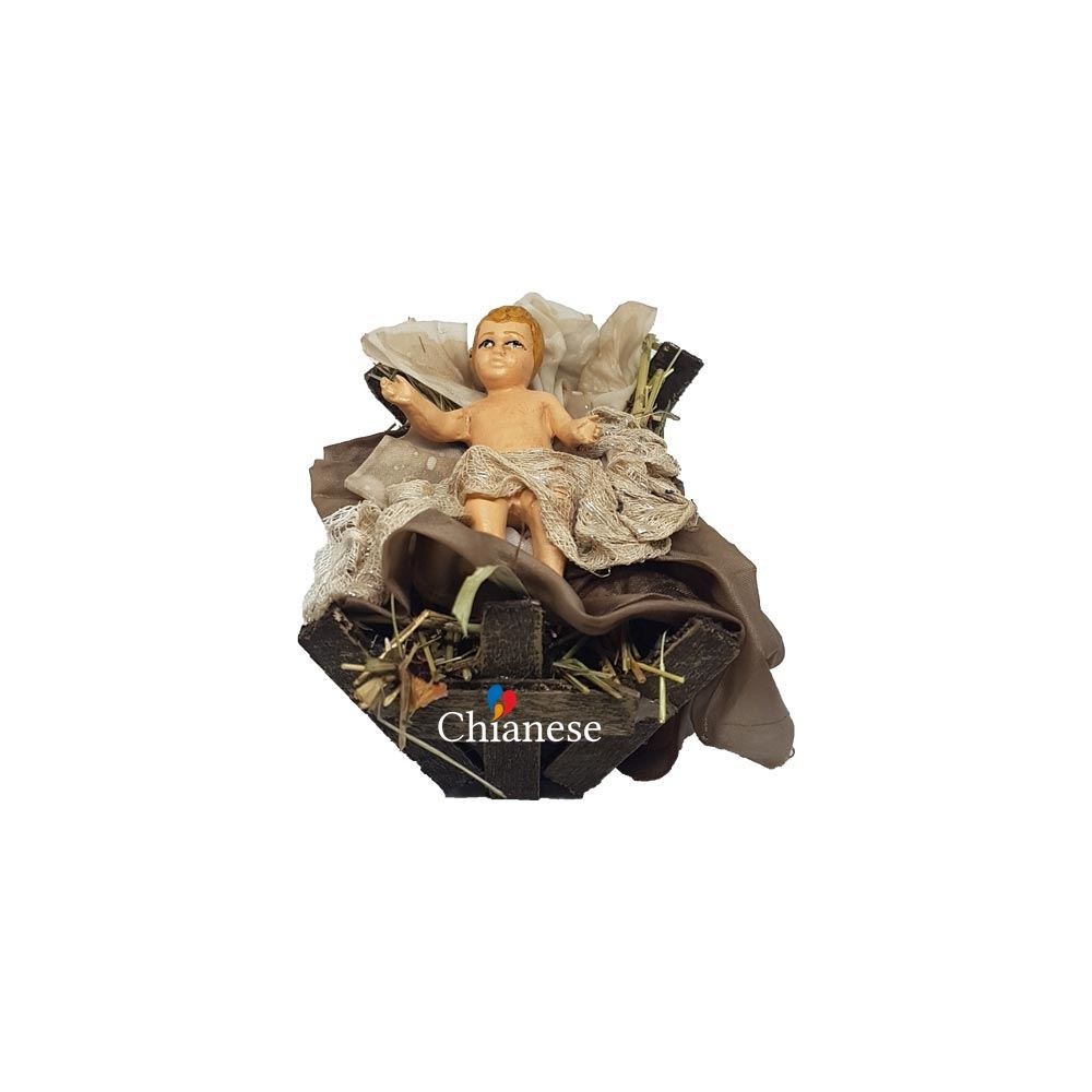 Pastore statuina Bambinello con culla per pastori da 18cm per presepe