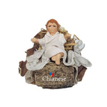 Pastore statuina Bambinello vestito con culla di legno per pastori di 14cm