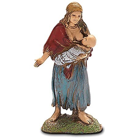 Pastore statuina Zingara con bimbo 6cm di plastica Moranduzzo per presepe