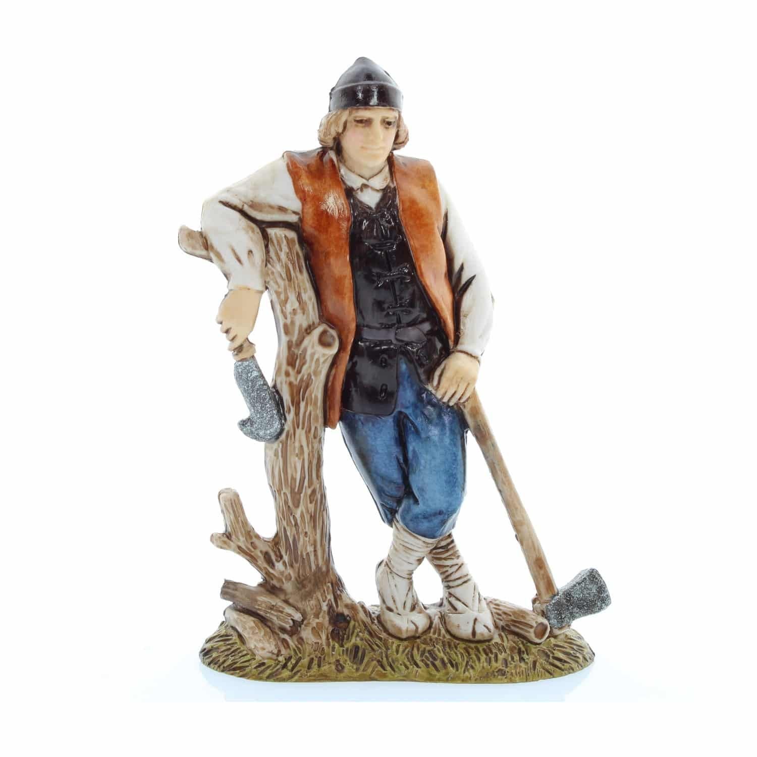 Pastore statuina Boscaiolo 10cm di plastica stile 700 Moranduzzo
