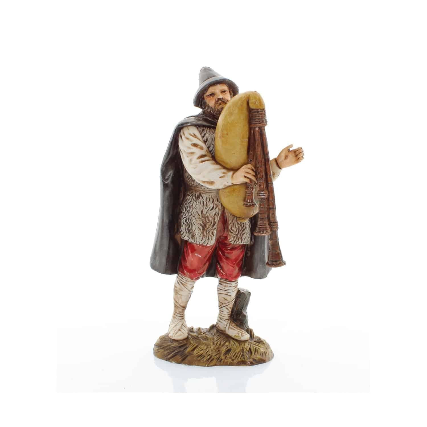 Pastore statuina Zampognaro 12 cm di plastica stile 700 Moranduzzo per presepe
