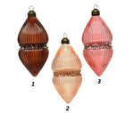 Pendenti di vetro decorato 80mm 2pz 3 colori per albero di natale