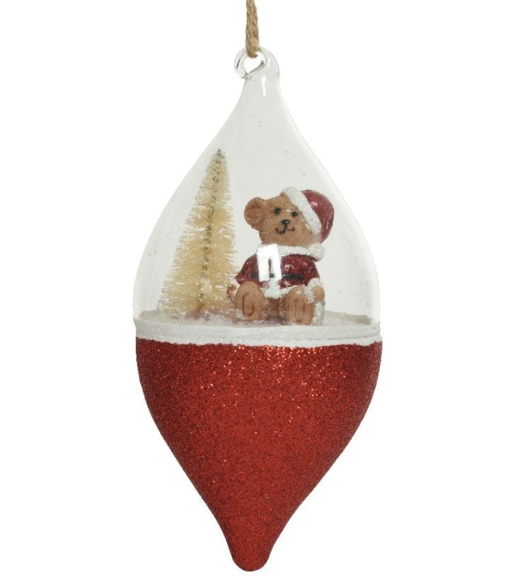 Pendente di vetro decorato h15cm per albero di Natale 1pz