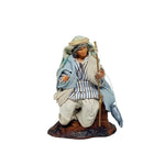 Statuina Pastore vestito Pescatore Arabo con canna 8cm di terracotta per presepe