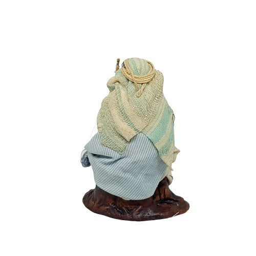 Statuina Pastore vestito Pescatore Arabo con canna 8cm di terracotta per presepe