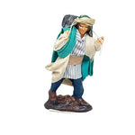 Statuina Pastore vestito Uomo con botte 8 cm di terracotta per presepe