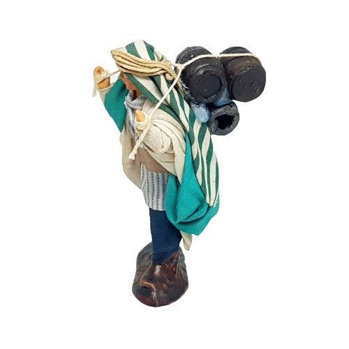 Statuina Pastore vestito Uomo con botte 8 cm di terracotta per presepe