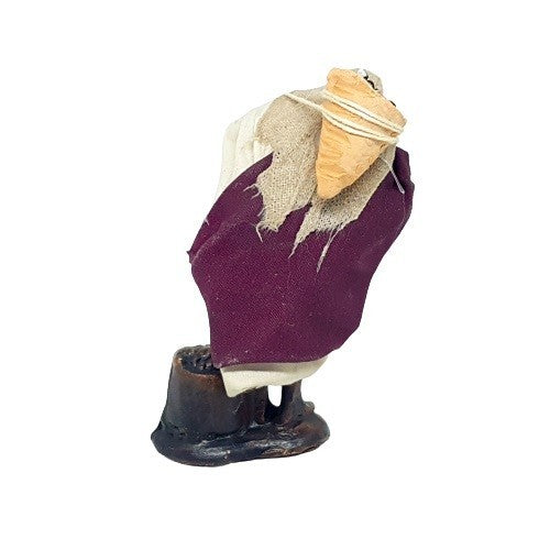 Statuina Pastore vestito Donna con carboni 8cm di terracotta per presepe