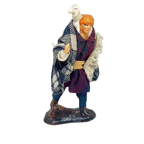 Statuina Pastore vestito Pecoraio giovane 8cm di terracotta per presepe
