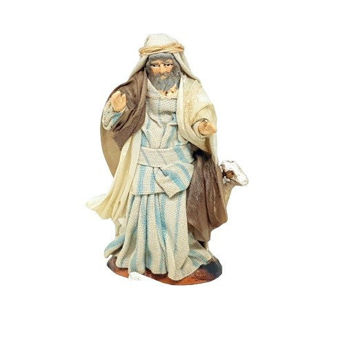 Statuina Pastore vestito Uomo con capretta 8cm di terracotta per presepe