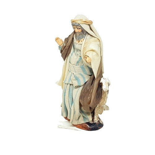 Statuina Pastore vestito Uomo con capretta 8cm di terracotta per presepe