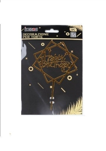 Cake Topper decorazione per torta Happy Birthday Oro