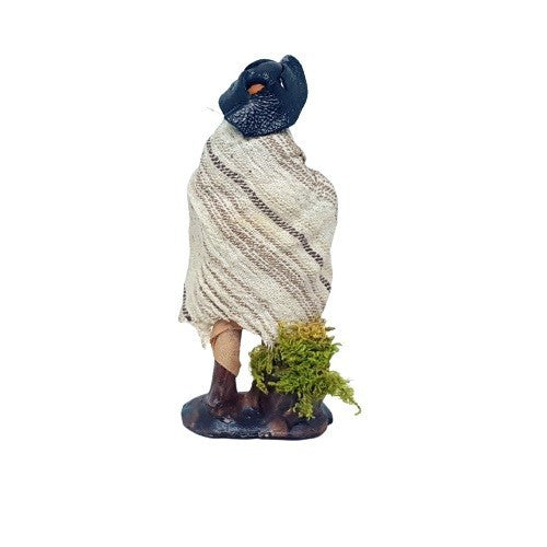 Pastore statuina Uomo con muschio 8cm di terracotta per presepe
