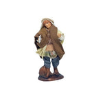 Statuine Pastori vestiti giocatori di carte con botte 8cm di terracotta
