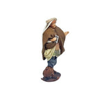 Statuine Pastori vestiti giocatori di carte con botte 8cm di terracotta